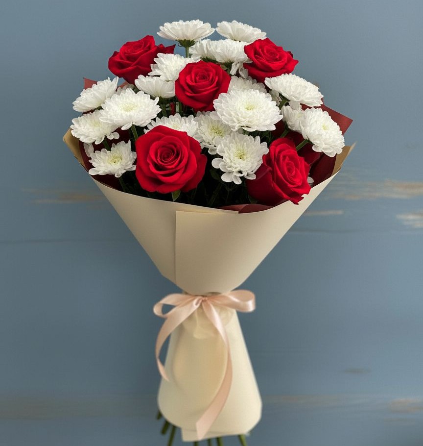 Букет цветов из: Розы и Хризантемы в Желябино