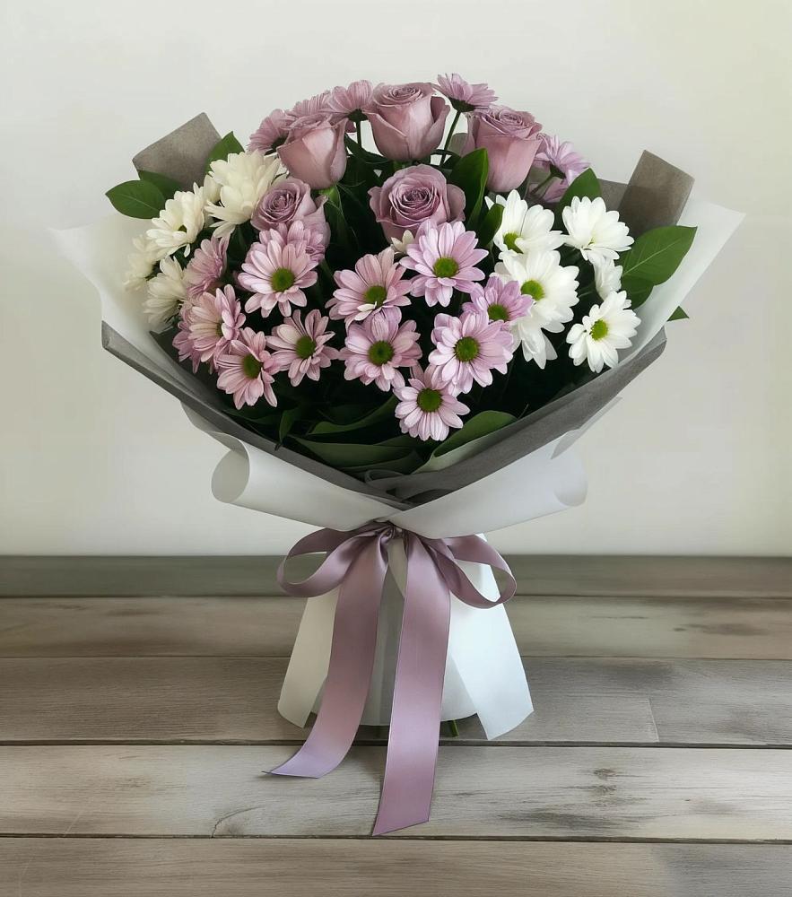 Букет цветов из: Хризантемы и Розы в Желябино
