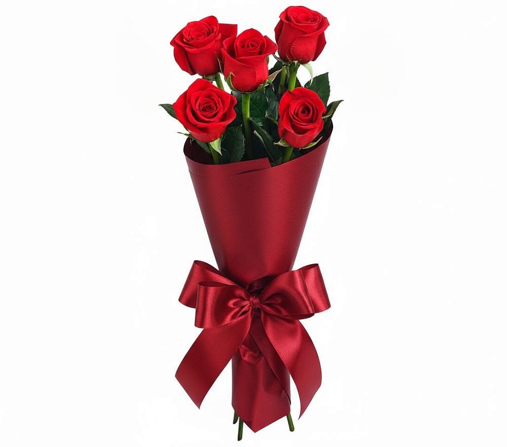 Букет 5 Красных роз Эдлесс Лав в Желябино