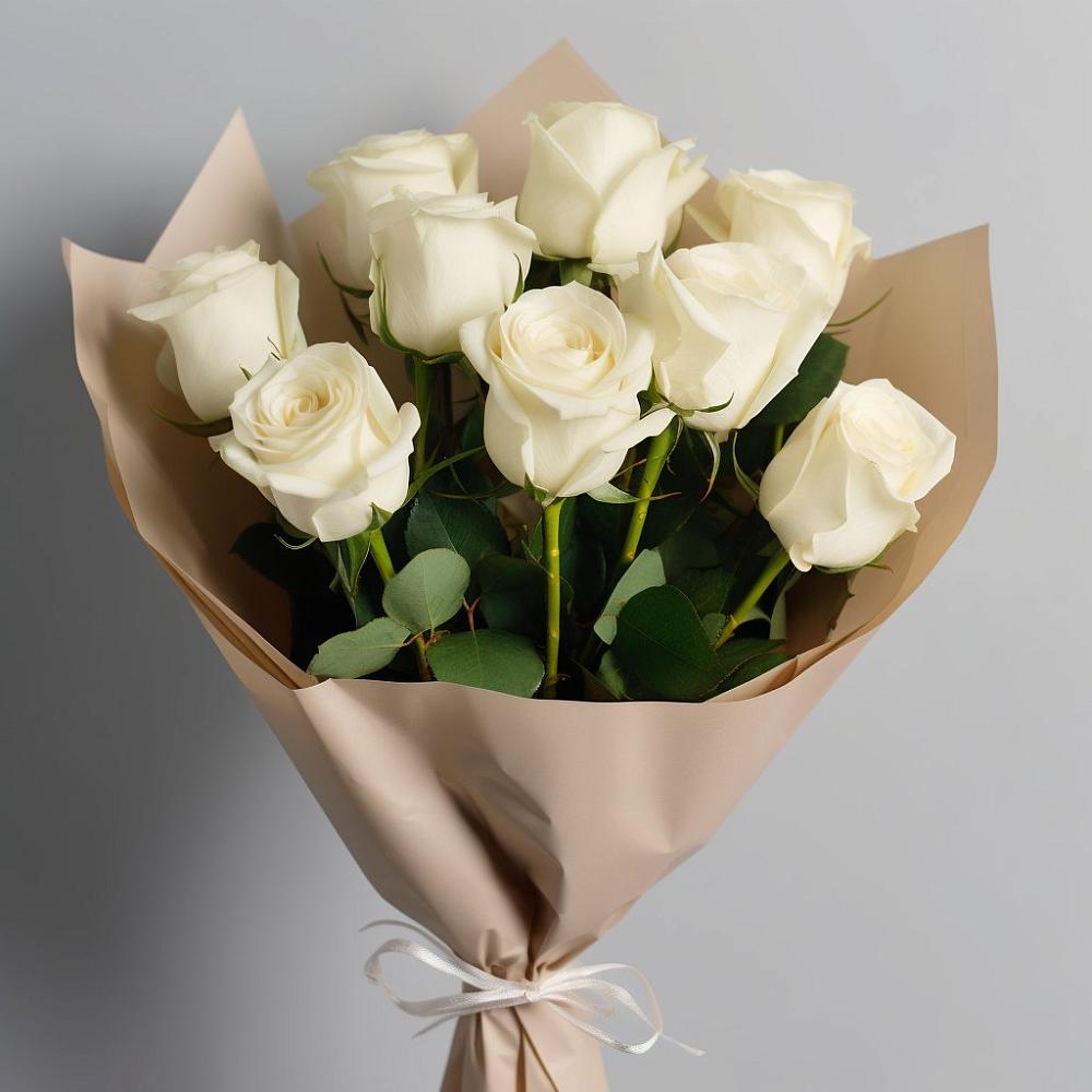 Букет 9 Белых роз Эдлесс Лав в Желябино