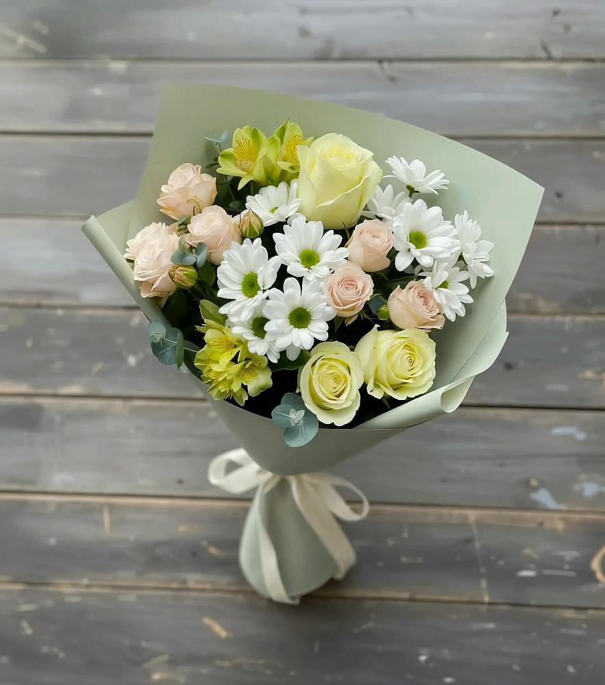 Букет цветов из: Альстромерии, Розы и Хризантемы в Желябино