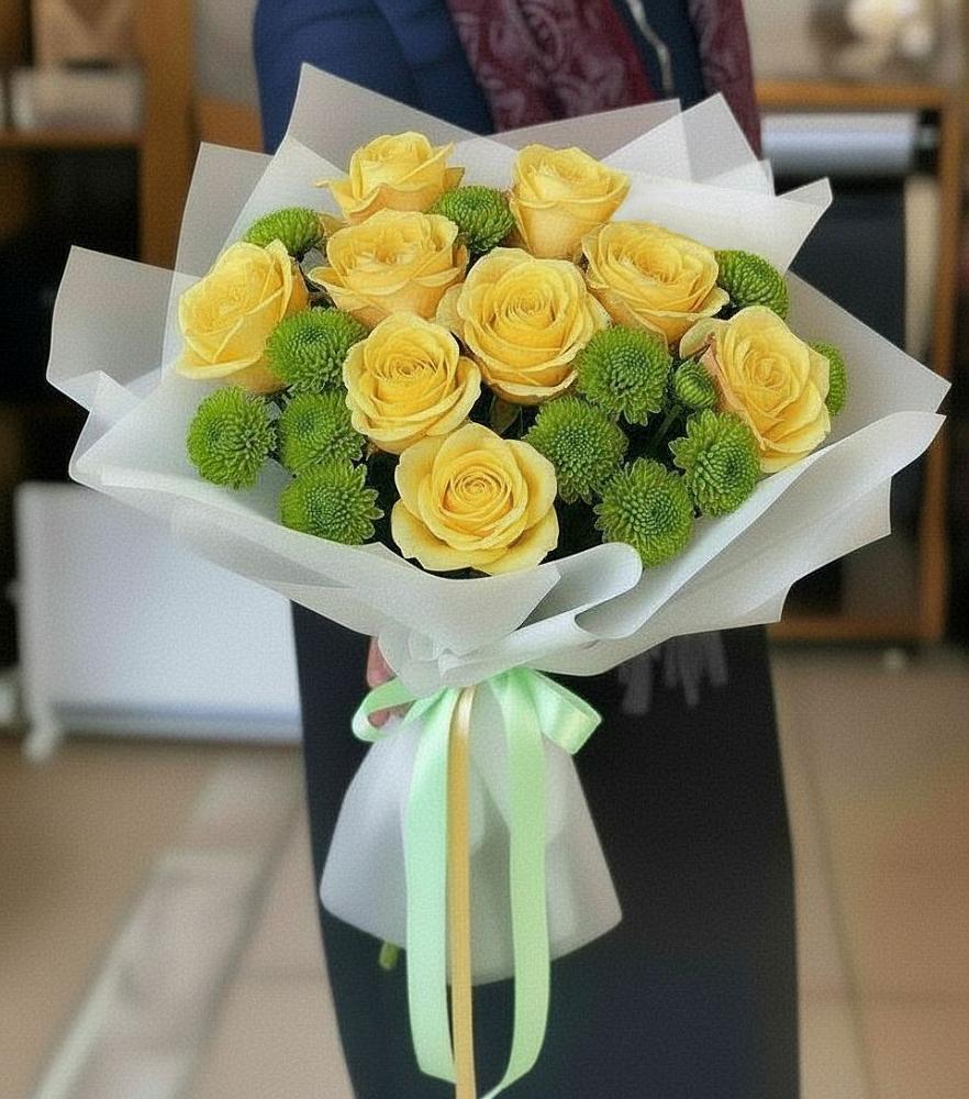 Букет цветов из: Хризантемы и Розы в Желябино