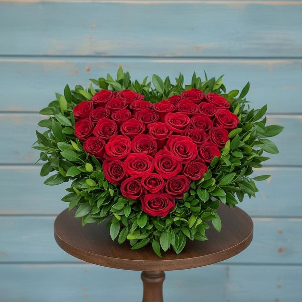 Цветочная композиция из Розы в виде сердца в Желябино