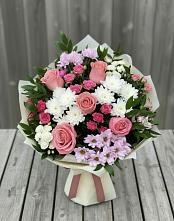 Букет цветов из:  Альстромерии, Гвоздики, Розы и Хризантемы в Желябино