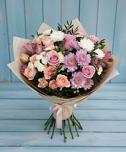 Букет цветов из:  Хризантемы, Розы и Альстромерии в Желябино