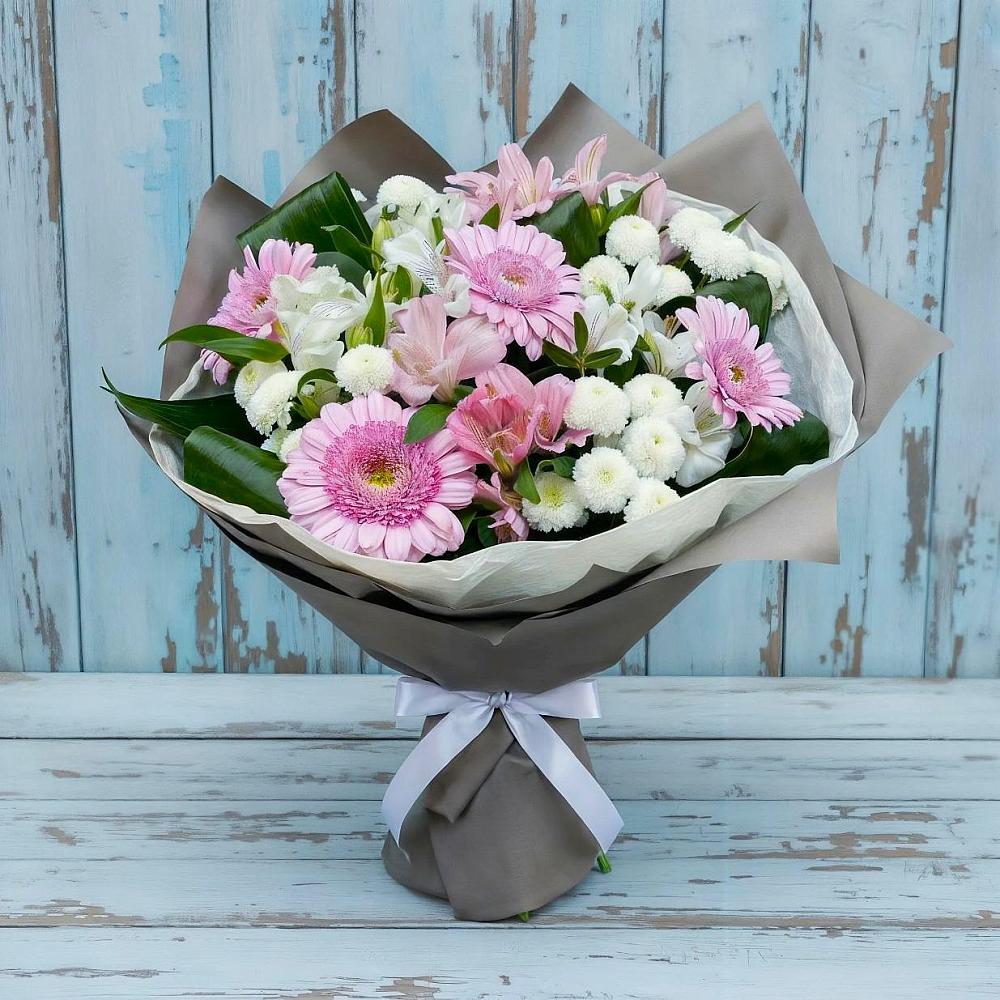 Букет цветов из: Герберы, Альстромерии и Хризантемы в Желябино