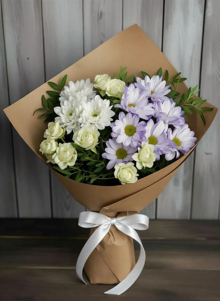 Букет цветов из: Хризантемы и Розы в Желябино